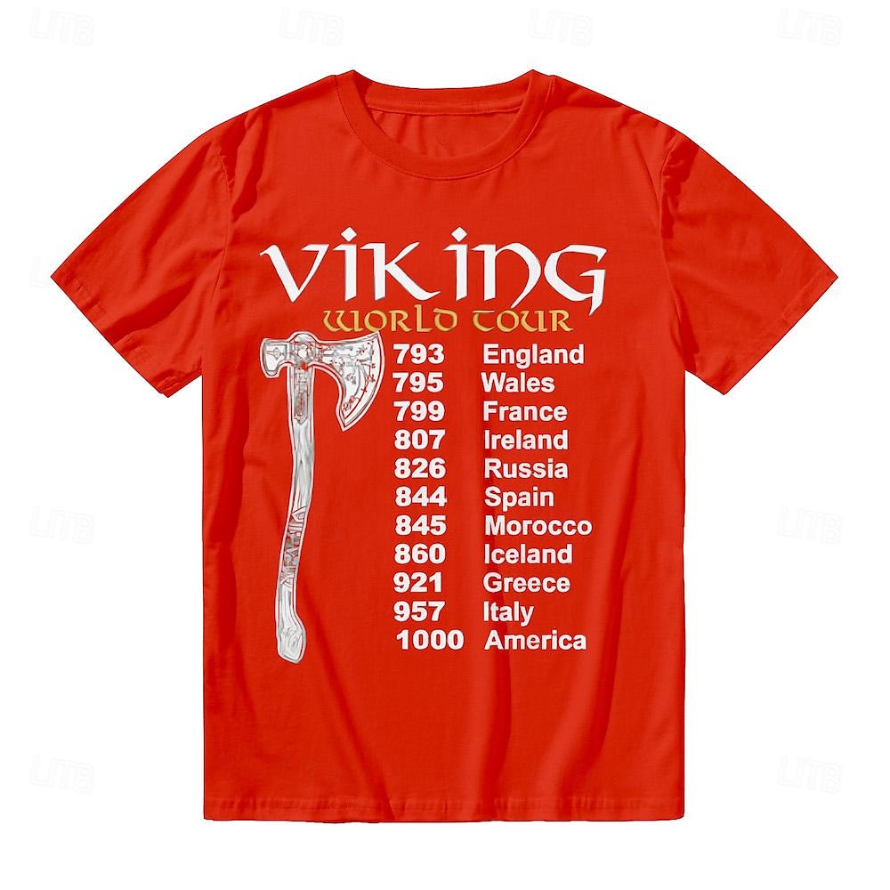 Viking Póló Minta Grafikus Kompatibilitás Férfi Felnőttek Mindszentek napja Farsang Álarcos mulatság Forró bélyegzés Alkalmi / Napi 2025 - $17.99 –P3