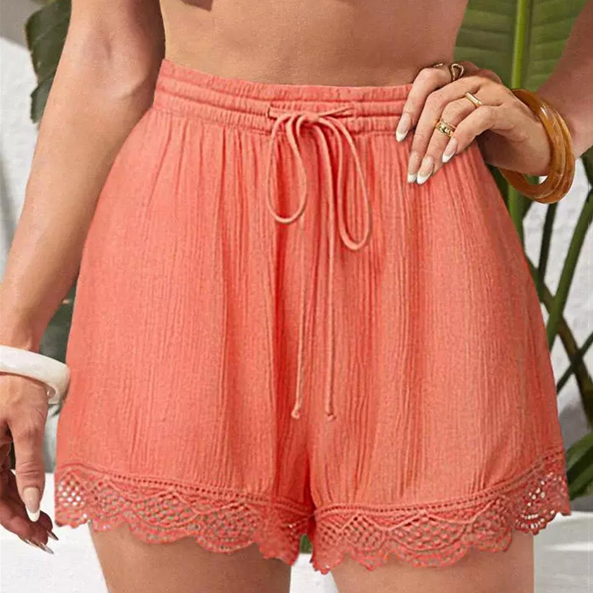 Per donna Chino Pantaloncini Essenziale Informale Breve Vita alta Liscio Design elastico con coulisse Taglio alto Traspirabilità Morbido Media elasticità Casual / quotidiano Fine settimana Vinaccia del 2025 a $15.99 –P1