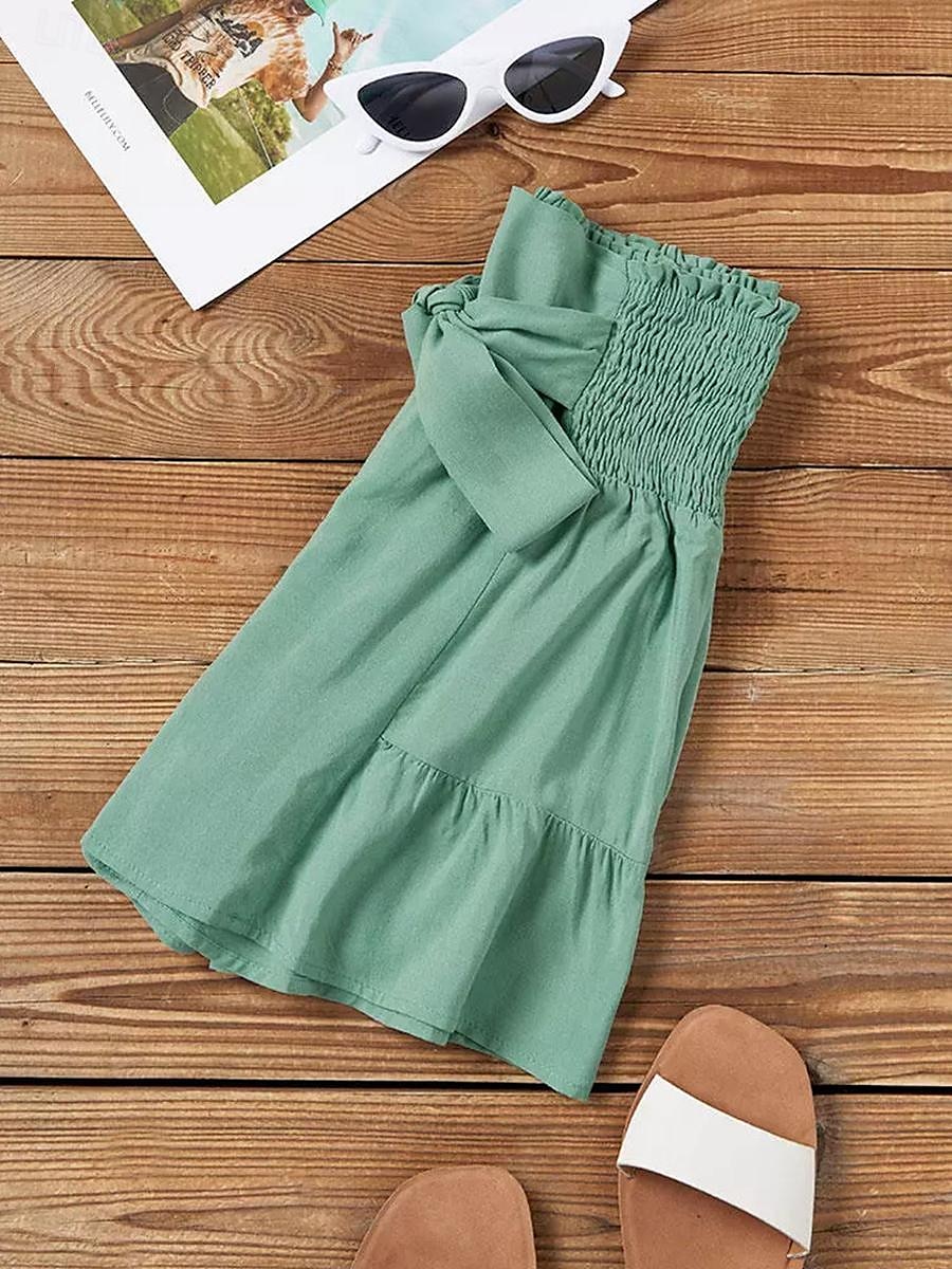 Жен. Шорты Skort Классический На каждый день Короткие Завышенная Полотняное плетение Оборки Эластичная талия Высокий вырез Воздухопроницаемость Мягкий Слабоэластичная На каждый день выходные 2025 - $18.99 –P5