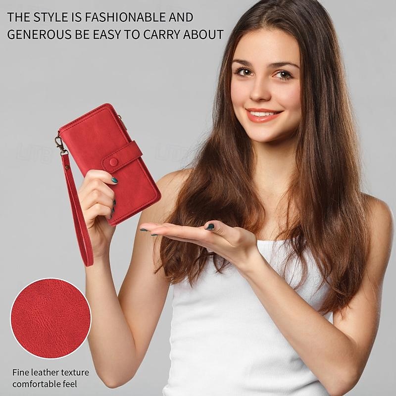 Phone Case For Samsung Galaxy S24 S23 S22 S21 S20 Ultra Plus FE A54 A34 A14 S25 Ultra Wallet Case Zipper Full Body Protective with Wrist Strap Retro TPU PU Leather 2025 - $23.99 –P3