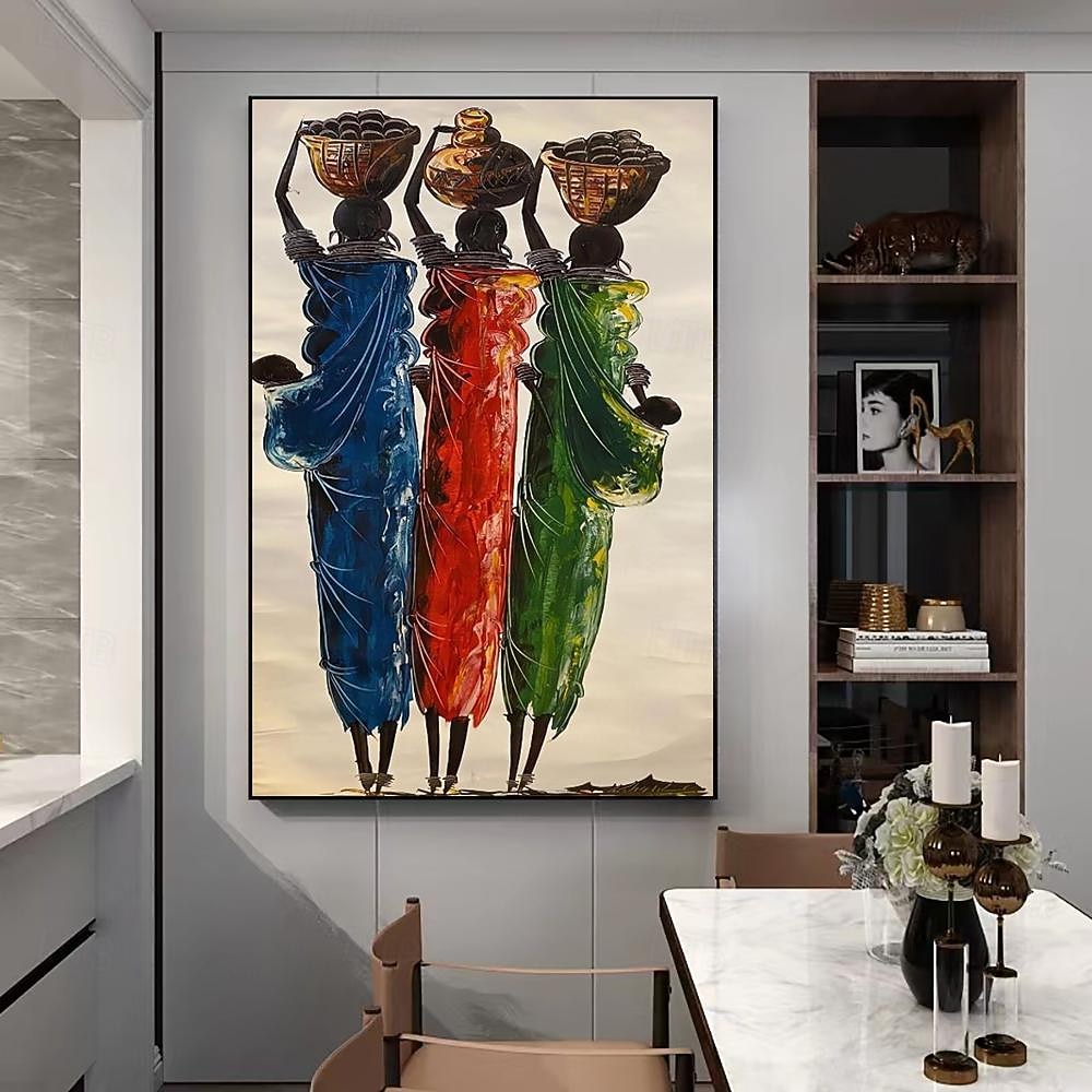 käsintehty öljymaalaus kangas seinätaide koristefiguuri abstrakti afrikkalainen nainen kodin sisustukseen rullattu kehyksetön venyttämätön maalaus 2026 - $61.99 –P6