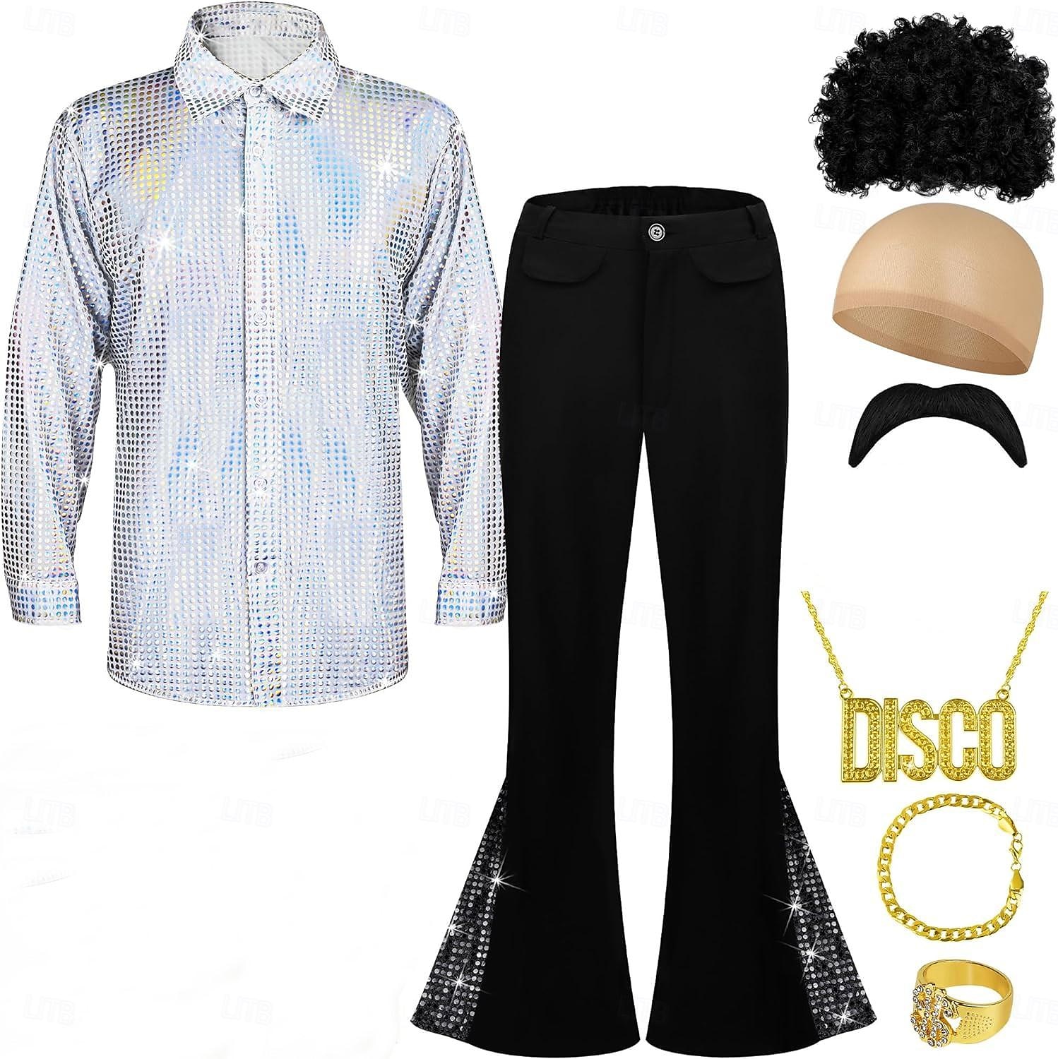 Retro / vintage 1970 luku Asut Juhla-asu Normaali Hippi Disko Naamiaispuku Miesten Joulu Halloween Karnevaali Tanssiaiset Klubi Pride-paraati Aikuisten Pusero Housut Lisää tarvikkeita Kaikki 2026 - $66.99 –P2