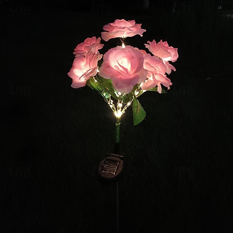 Lampe solaire à LED 7 têtes, simulation solaire, fleur de rose de la Saint-Valentin, lumière de jardin étanche, 42 LED, simulation de fleur, éclairage extérieur de cour, villa, parc, pelouse, allée, décoration de paysage, 1/2 pièces de 2025 ? $21.99 –P8