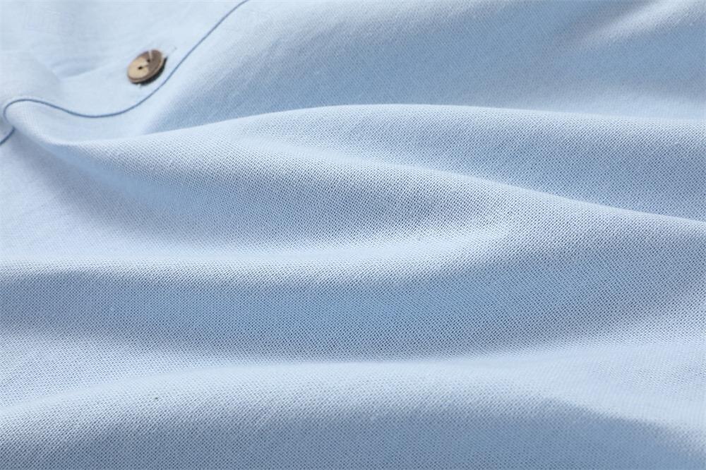 Per uomo Camicia camicia di lino Camicia estiva Abbigliamento mare Camicia con bottoni Liscio Da mare Curise Nero Bianco Blu Cachi Manica lunga Con cappuccio Primavera estate Abbigliamento del 2025 a $26.99 –P4