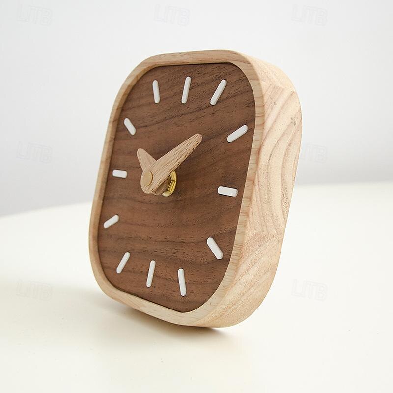 Nordic czarny orzech minimalistyczny zegar na biurko zegar ścienny sypialnia dekoracja salonu z litego drewna ciche zegary wiszące zegarek ścienny 13 cm 2025 - $41.99 –P2