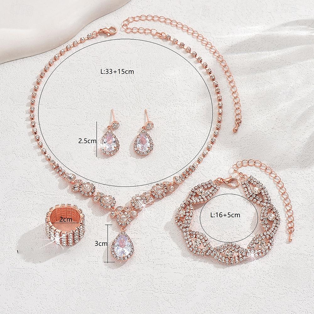 Schmuckset 5 Stück Strass Aleación Haken Ohrringe Halsketten Armbänder Damen Elegant Modisch Zierlich Geometrisch Geometrische Form Schmuck-Set Für Hochzeit Party Jahrestag 2025 - $21.99 –P1