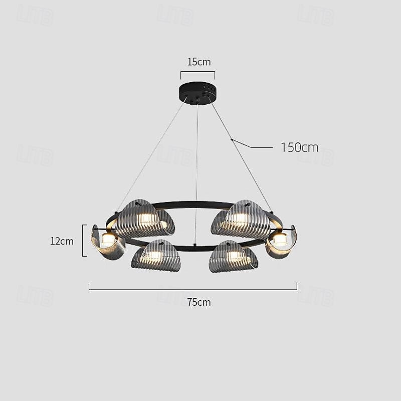 Kronleuchter Deckenleuchte Pendelleuchte 5/6-flammig 75/132cm Metall Glas Wasserkräuselung postmodernes Licht Luxus Restaurant Schlafzimmer Arbeitszimmer Wohnzimmer 85-265V 2025 - $584.69 –P1