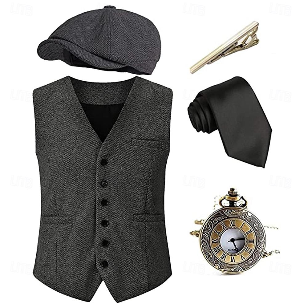 Retrò Vintage Anni Ruggenti Anni 1920 Abiti Gilet Cappello Panama Il grande Gatsby Gentiluomo Vintage Per uomo Halloween Carnevale Mascherata Performance Addio al Nubilato Festival Adulti Gilet Altri del 2025 a $42.99 –P9