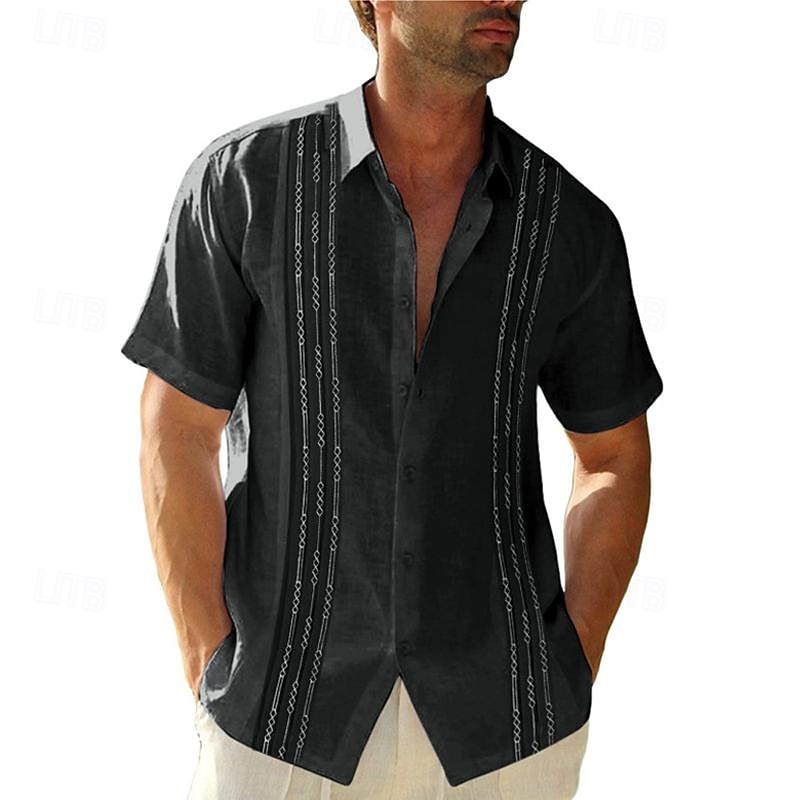 Per uomo Camicia Camicia Estiva Camicia casual Camicia da Spiaggia Camicia con Bottoni Nero Blu Verde militare Blu scuro Grigio Manica Corta Semplice Collo ripiegato Vacanza Camicia hawaiana del 2025 a $21.99 –P4
