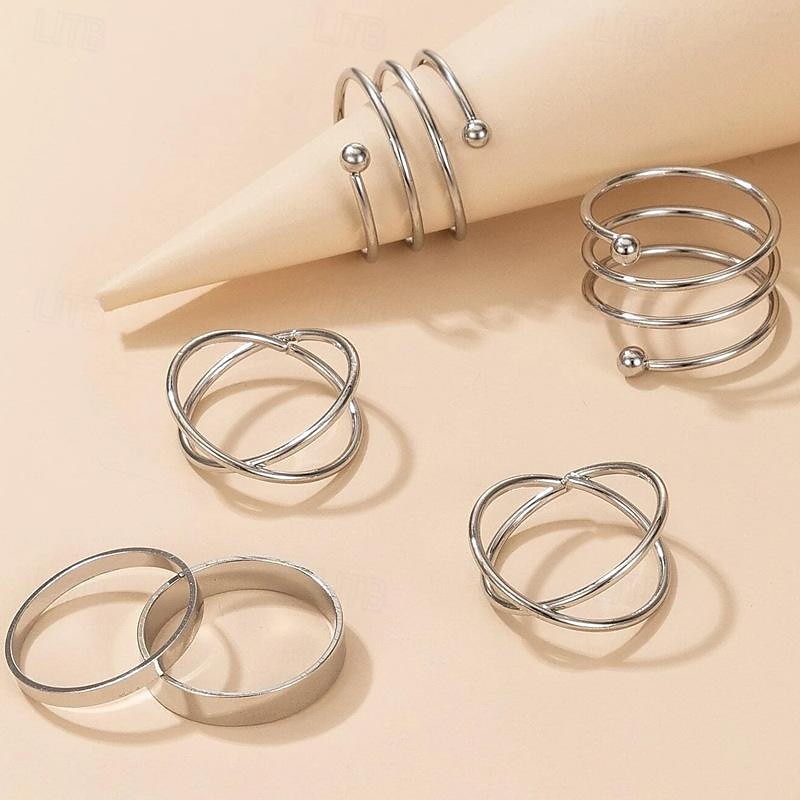 Ensemble d'anneaux Bagues For Femme Mariage Soirée Cadeau Alliage Le style rétro de 2025 ? $2.49 –P4