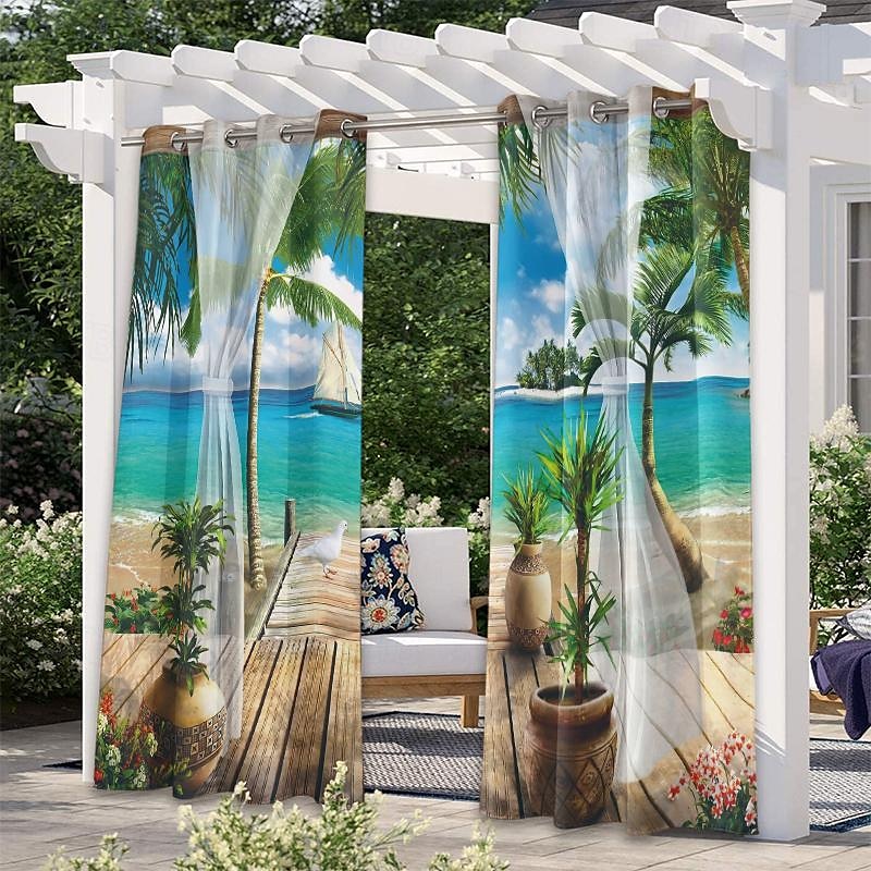 utomhusgardin för uteplats vattentät, heminredning värmeisolerad grommet topp mörkläggning inomhus utomhus vertikal persienn/draperi för lusthus, veranda, pergola 2025 - $34.99 –P5