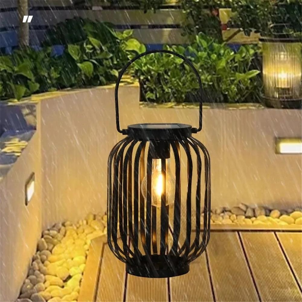 Solar Iron Lantern Outdoor Courtyard Garden Landscape Lantern Decorative Light Waterproof Handheld Hollow Tungsten Wire Lamp 1PC 2025 - $66.99 –P3