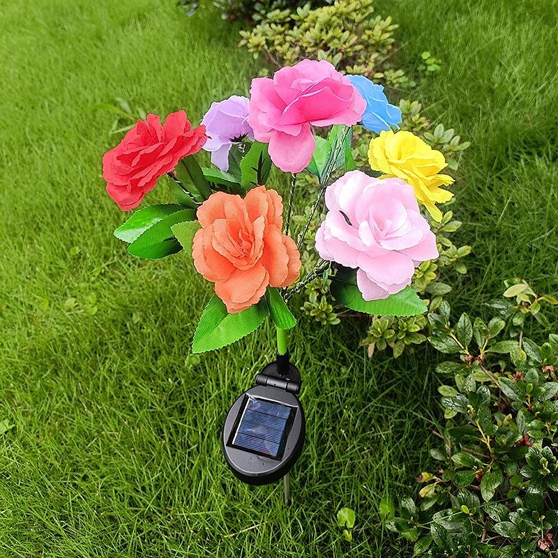 Lampe solaire à LED 7 têtes, simulation solaire, fleur de rose de la Saint-Valentin, lumière de jardin étanche, 42 LED, simulation de fleur, éclairage extérieur de cour, villa, parc, pelouse, allée, décoration de paysage, 1/2 pièces de 2025 ? $21.99 –P10