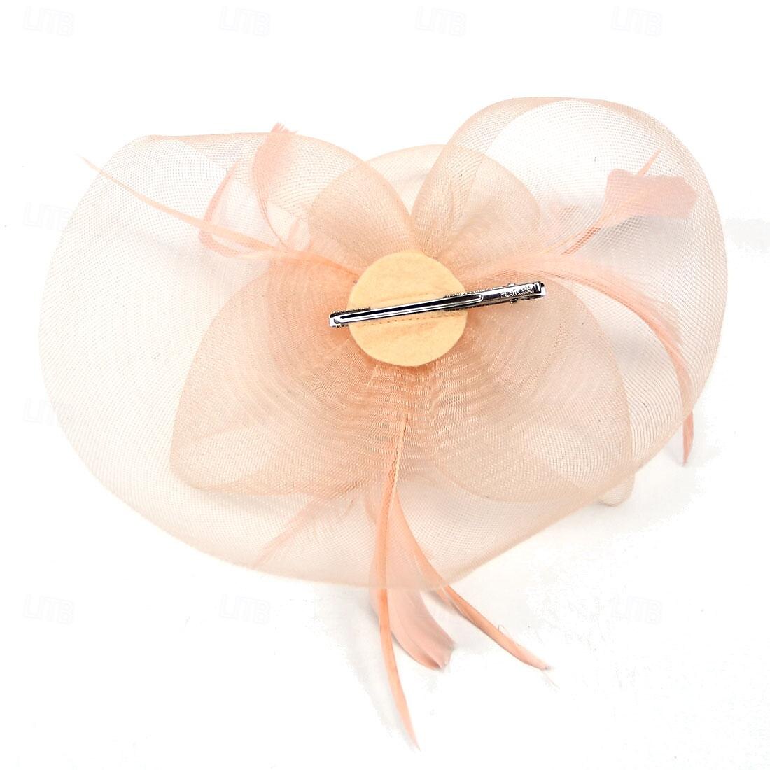 fascinators Hatter Hodeplagg organza Fedora Solhatt slørhatt Hesteløp cocktail Elegant Retro Rød Med Fjær Ren Farge Hodeplagg Hodeplagg 2025 - $19.49 –P2