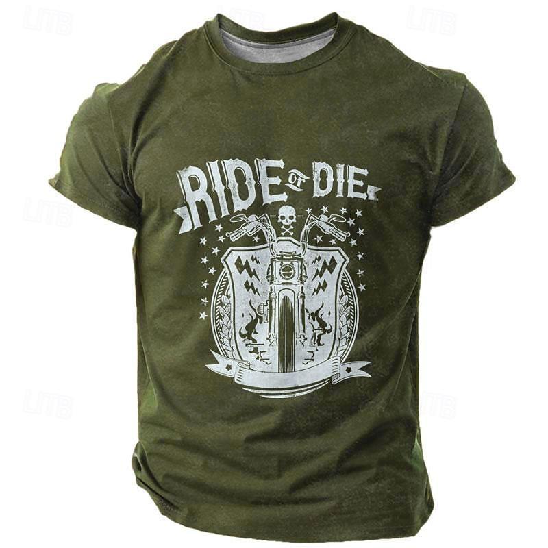 Men's Motorcycle Ride or Die T shirt Tee Top Short Sleeve T shirt Crew Neck Shirt Vacation Vintage Cool Street Holiday Black Navy Blue Army Green Summer Spring Clothing Apparel S M L XL XXL XXXL 2025 - $15.99 –P6
