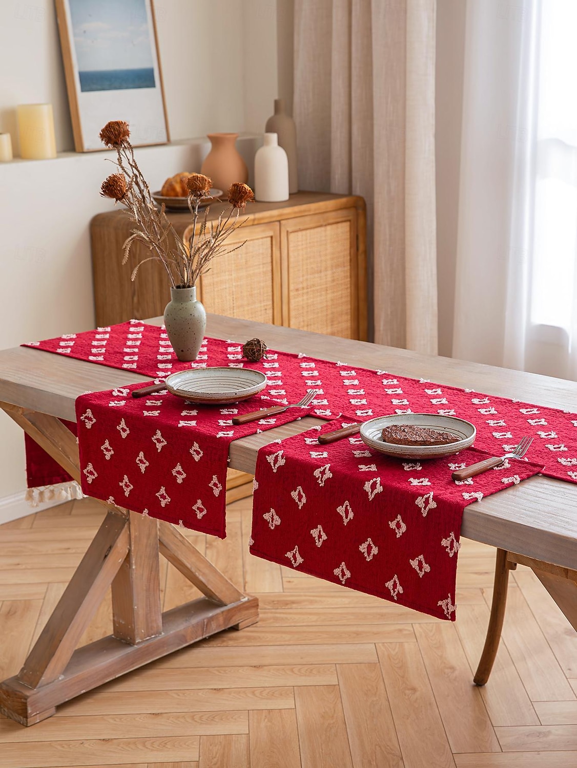 corredor de mesa com borlas apliques de estrela de primavera vintage francês country fazenda dupla camada de poliéster de 2026 por $20.99 –P6