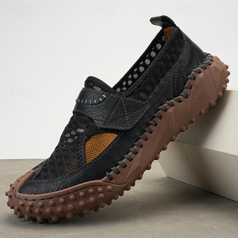 Homens Sandálias sapatos feitos à mão Caminhada Casual Ao ar livre Férias Praia Com Transparência Respirável Confortável Antiderrapante Sem Atacadores Preto Marron Bege Primavera Outono de 2025 por $49.99 -P9