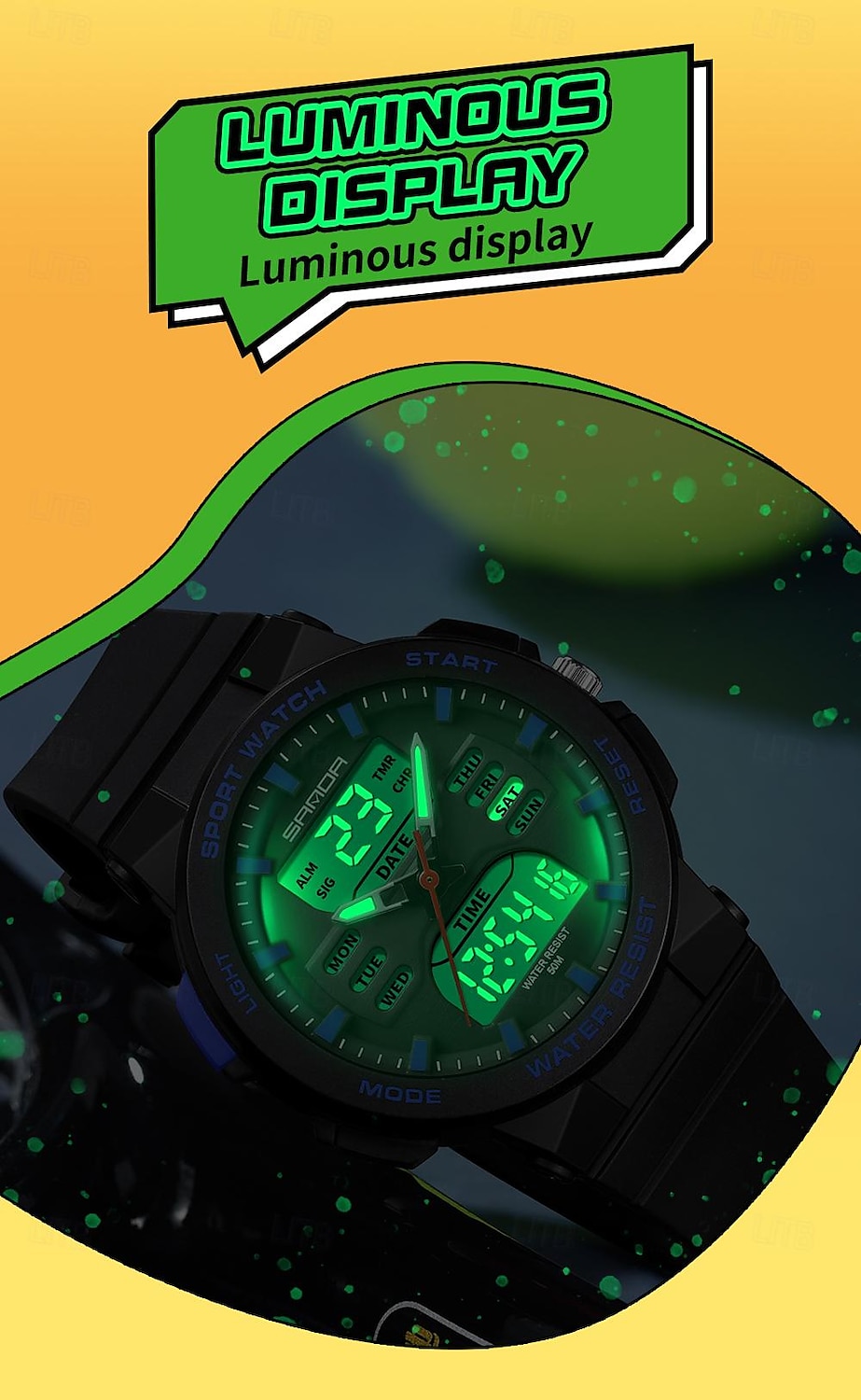SANDA Men Digital Watch Fashion Casual Business Wristwatch Luminous Stopwatch Countdown Calendar TPU Watch 2025 - $28.99 –P4