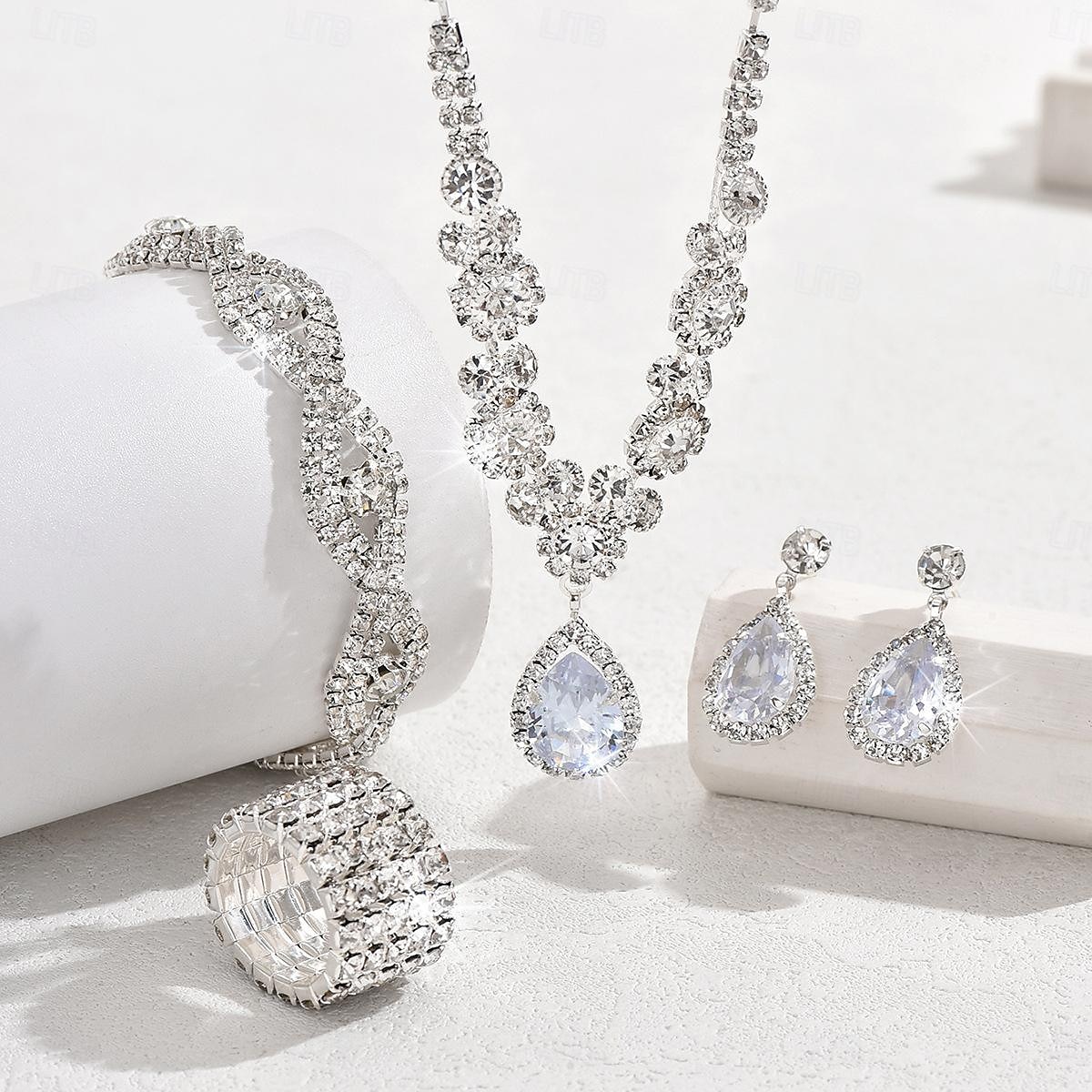 Schmuckset 5 Stück Strass Aleación Haken Ohrringe Halsketten Armbänder Damen Elegant Modisch Zierlich Geometrisch Geometrische Form Schmuck-Set Für Hochzeit Party Jahrestag 2025 - $21.99 –P2