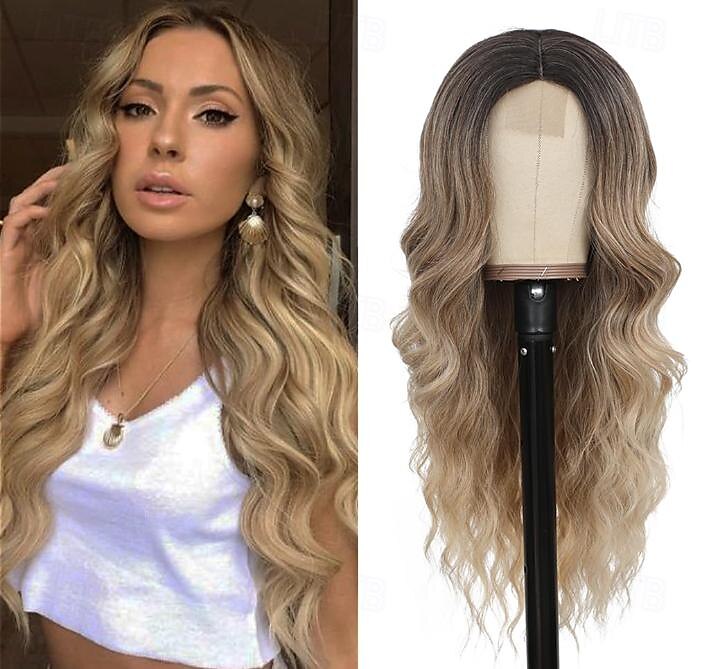 parrucche nere per le donne parrucche di capelli ricci ondulati lunghi da 18 pollici con frangia parrucche sintetiche di ricambio parrucca in fibra resistente al calore costume da festa del 2025 a $19.99 –P10