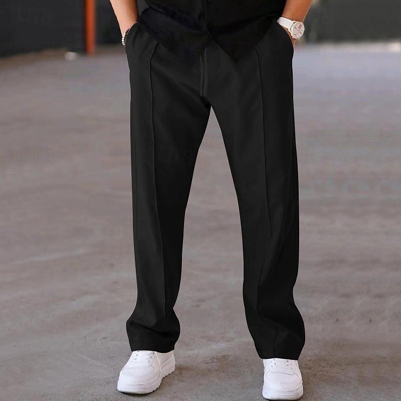 Per uomo Pantaloni della tuta Pantaloni A cordoncino Vita elastica Gamba dritta Liscio Comfort Sportivo Giornaliero Di tendenza Informale Verde militare Nero Media elasticità del 2026 a $21.99 –P7