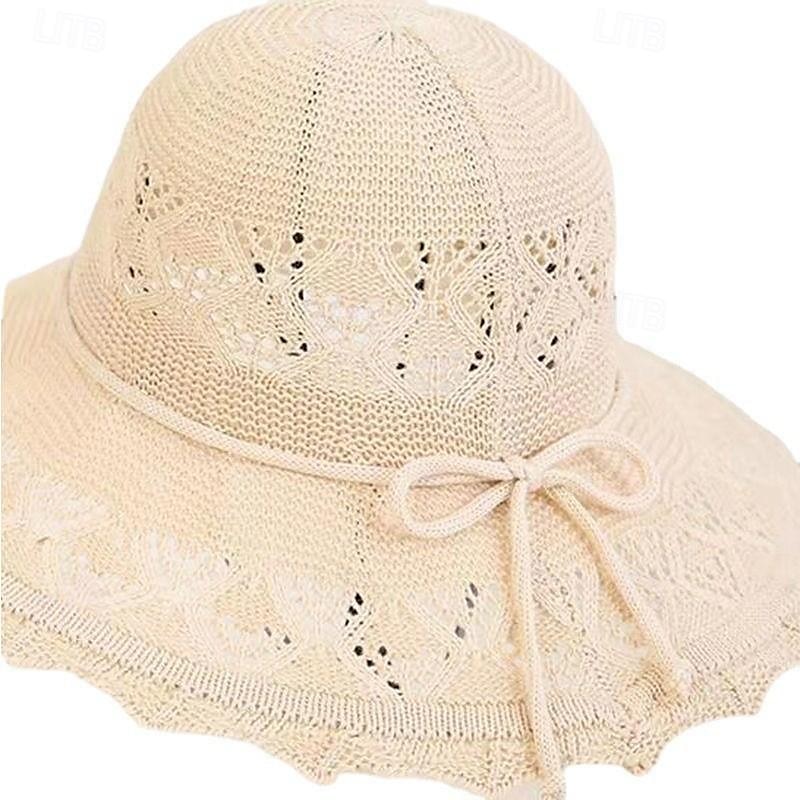 Sombrero de paja de ala ancha para mujer, sombrero de playa flexible con lazo, sombrero de verano con protección UV, visera plegable para viajes al aire libre 2025 - $9.49 –P2