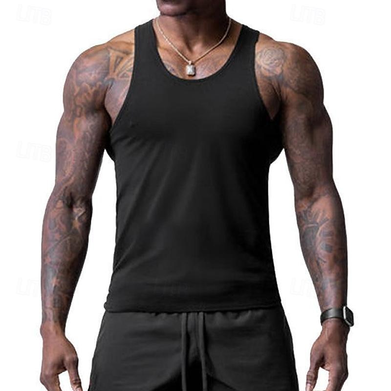Voor heren Singlet Vest Top Onderhemd Mouwloos shirt Mouwloos Strakke ronde hals Lente zomer Effen Modieus Ontwerper Basic Vakantie Straat Uitgaan Zwart Wit Wijn Top T-shirt voor mannen 2025 - $13.49 –P10