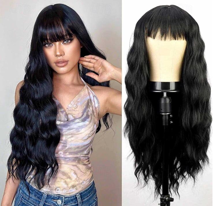 Parrucca ramata con frangia parrucche morbide e ondulate lunghe per le donne parrucca sintetica riccia sostitutiva per costumi di Halloween parrucche per feste cosplay del 2025 a $19.99 –P8