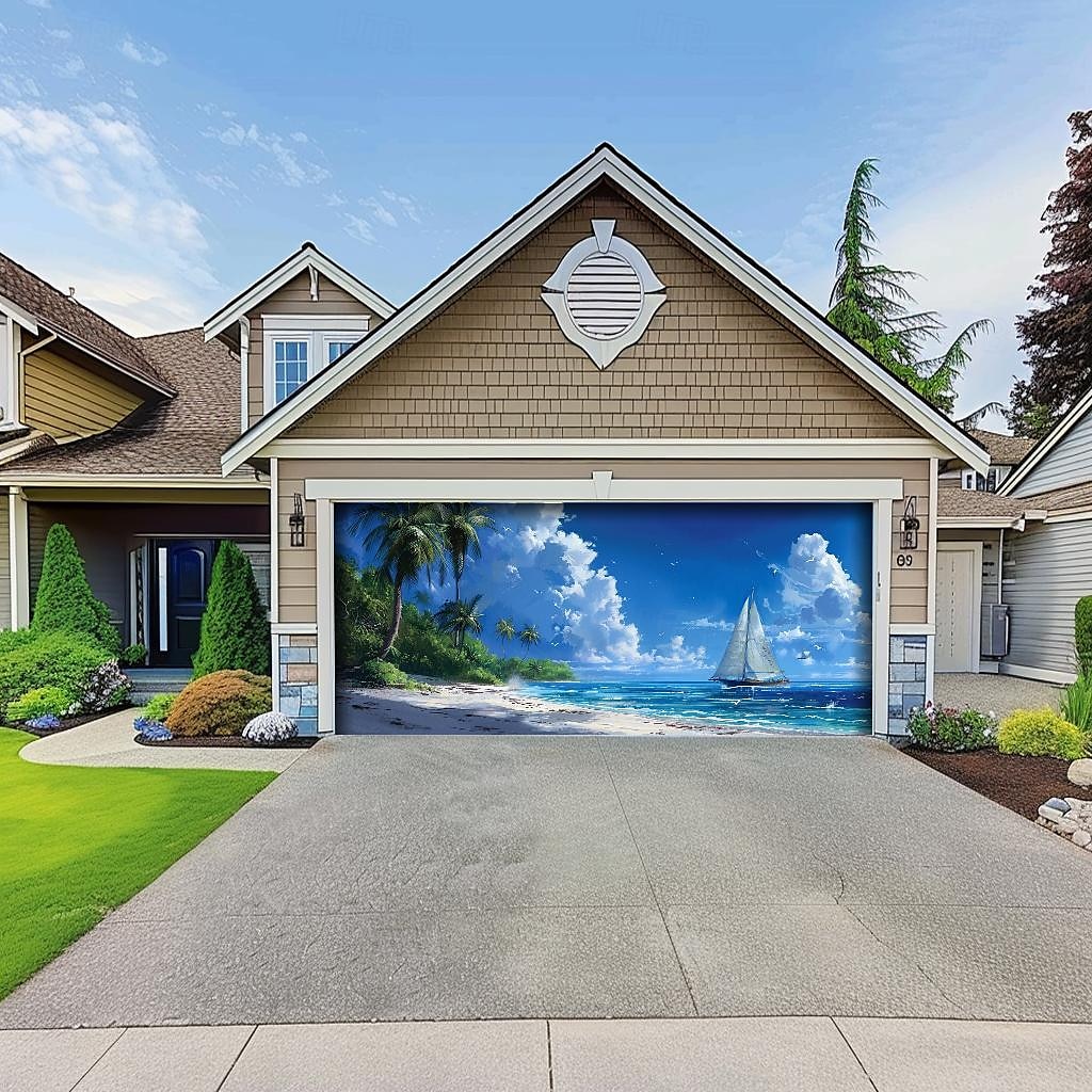 letnie wakacje na plaży baner na osłonę drzwi garażowych piękna duża dekoracja tła na zewnętrzne drzwi garażowe dekoracje ścienne domu impreza impreza parada 2025 - $33.99 –P23