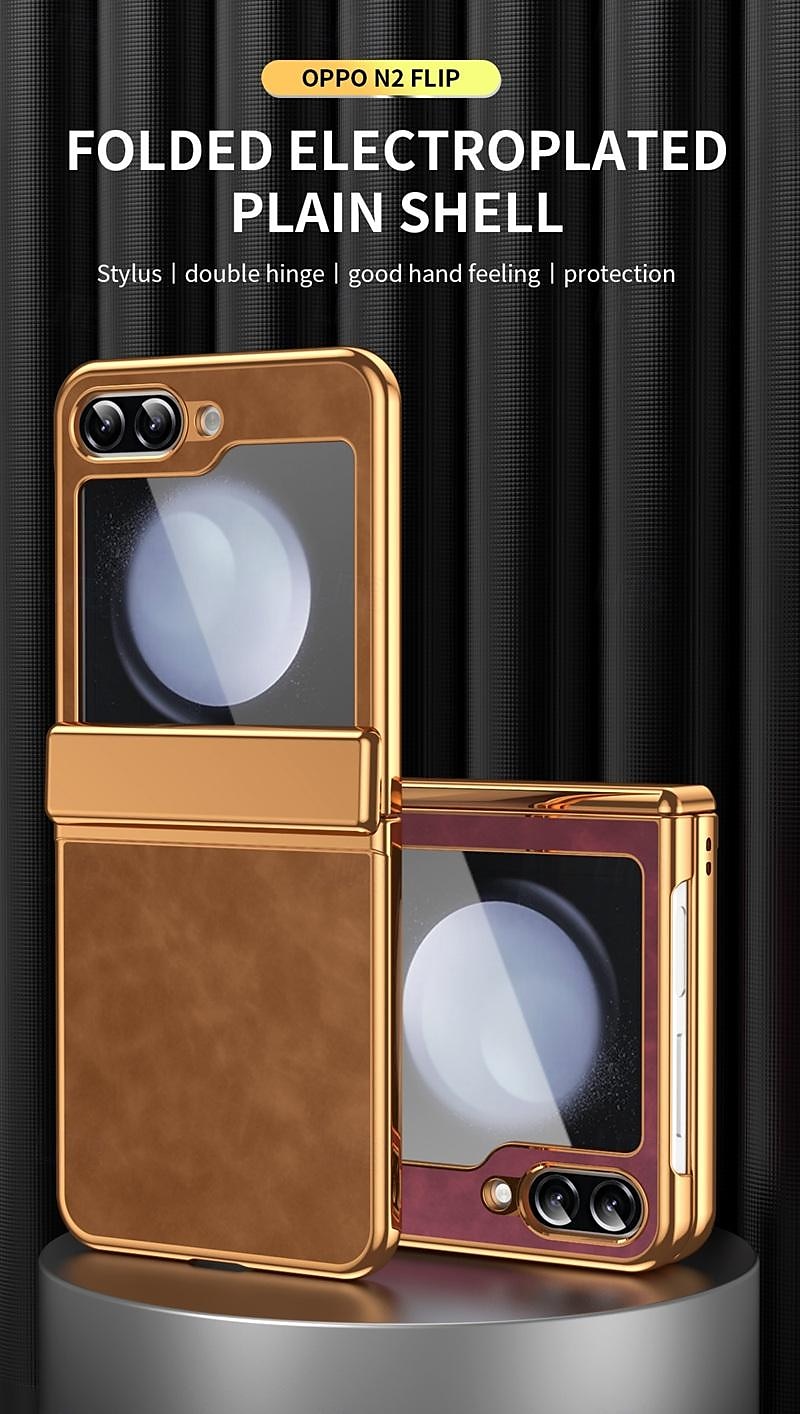 Phone Case For Samsung Galaxy Z Flip 6 Z Flip 5 Z Flip 4 Z Flip 3 Flip Cover Shockproof Retro Plating PC PU Leather 2025 - $23.99 –P1