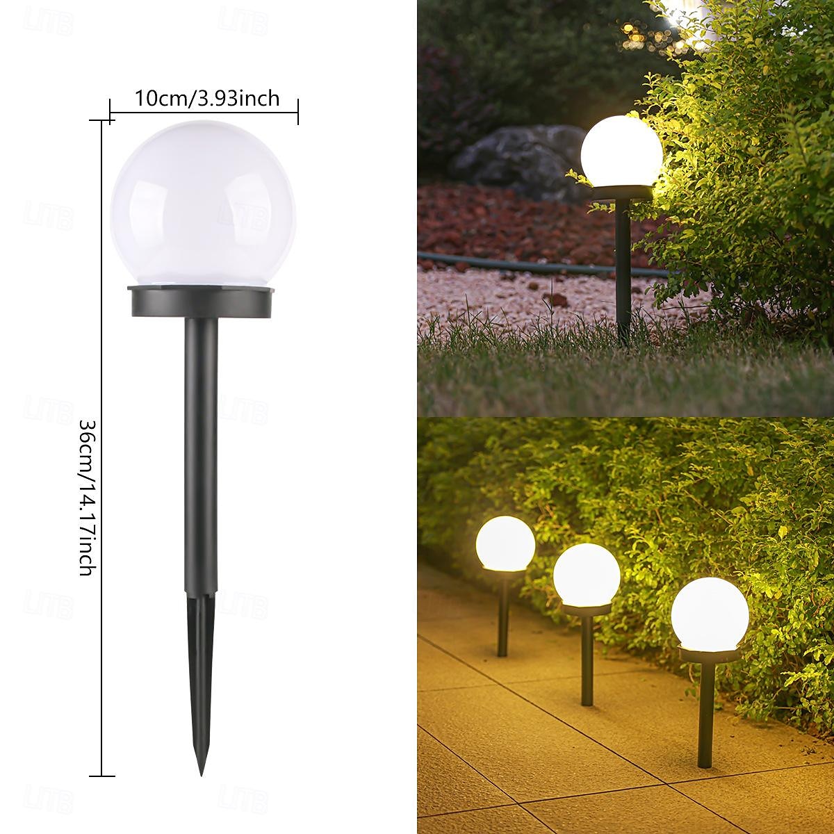 3 Stück Solar-Gartenlicht, kleines weißes Kugellicht, rundes Kugellicht, LED-Außendekoration, Landschaftsgarten, Villa, Rasenlicht, Bodensteckerlicht, wasserdicht 2025 - $24.99 –P1