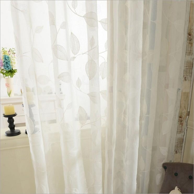 perdele albe transparente brodate lungi paravan semitransparent lasă perdele transparente pentru living dormitor 2025 - $37.99 –P1