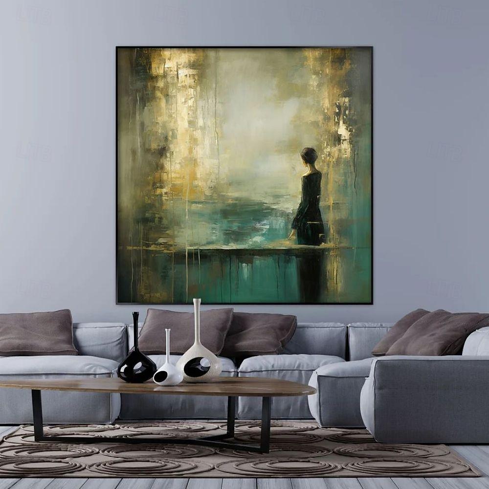 Peinture à l'huile faite à la main sur toile, décoration murale, figure de femme rétro, paysage abstrait doré pour la décoration intérieure, peinture roulée sans cadre, non étirée de 2026 ? $67.99 –P2