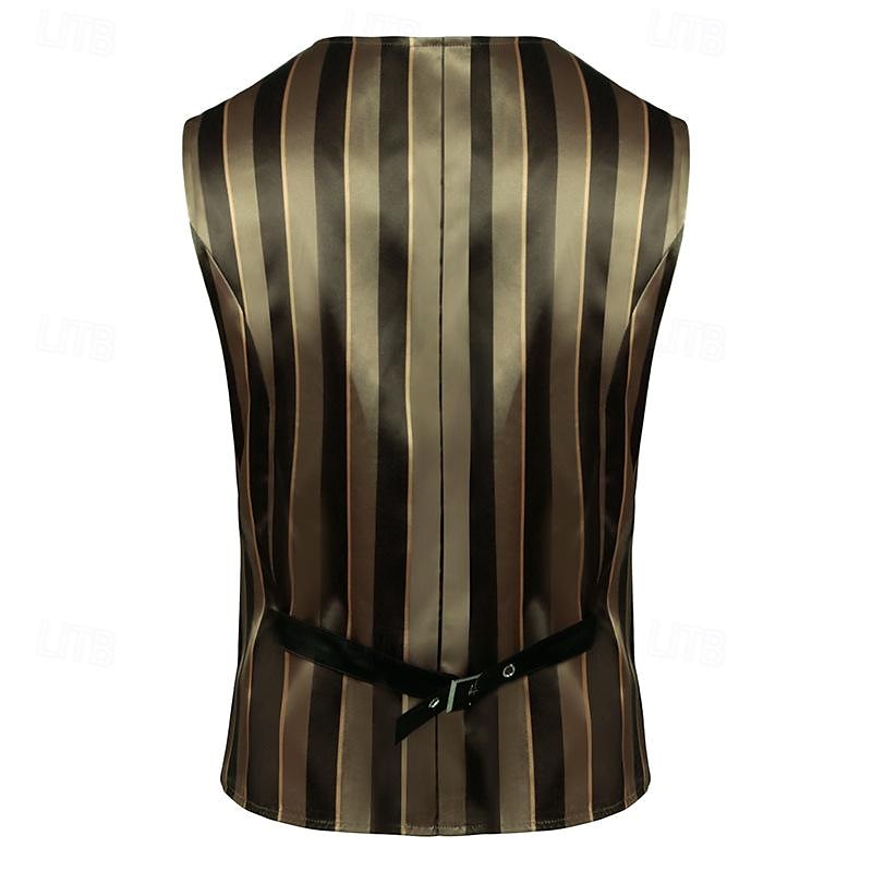 Retro Vintage Rococo 19th Century Vest Waistcoat Aristocrat Slim Fit Stripes Men's Royal Carnival New Year Masquerade Party Party / Evening Carnival of Venice Adults' Vest 2025 - $28.99 –P4