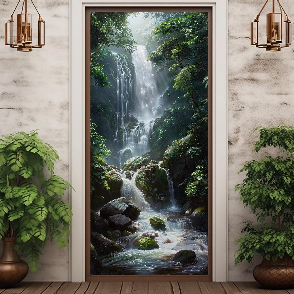 paysage cascade porte couvre porte tapisserie porte rideau décoration toile de fond porte bannière pour porte d'entrée ferme vacances fête décor fournitures de 2026 ? $26.99 –P5