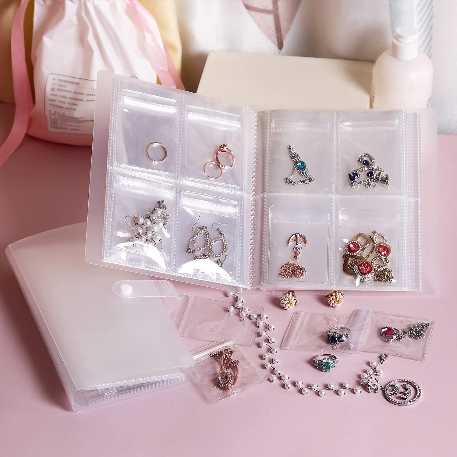 84 grades/1 conjunto ou 160 grades com pequenas bolsas caixa de armazenamento de joias: brincos, anéis antioxidantes, pulseiras, sacos transparentes de armazenamento à prova de poeira para colares, de 2026 por $15.99 –P7