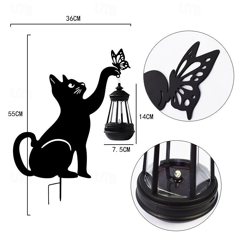 1/2 pz lampada da giardino solare a led per esterni gatto nero per la decorazione del giardino da giardino halloween natale capodanno festa di nozze lampada da percorso solare lampada da gatto in ferro nero impermeabile del 2025 a $37.99 –P3