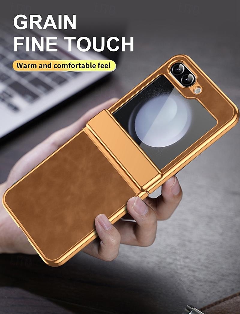 Phone Case For Samsung Galaxy Z Flip 6 Z Flip 5 Z Flip 4 Z Flip 3 Flip Cover Shockproof Retro Plating PC PU Leather 2025 - $23.99 –P4