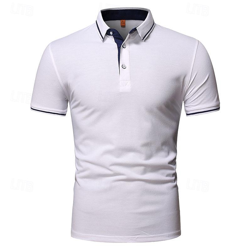 Herr Golftröja golfpolo Arbete Ledigt Kavajslag Kortärmad Grundläggande Modern Slät Lappverk Knapp Vår & sommar Normal Svart Vit Gul Ljusgrön Röd Marinblå Golftröja 2025 - $17.99 –P19