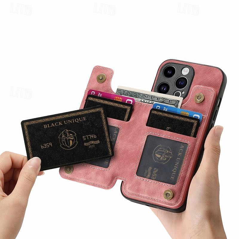 τηλέφωνο tok Για iPhone 16 15 14 Pro Max Plus iPhone 13 12 11 Pro Max Mini Πίσω Κάλυμμα με βάση στήριξης Υποδοχή κάρτας Ανθεκτική σε πτώσεις Ρετρό TPU PU δέρμα 2025 - $15.99 –P5