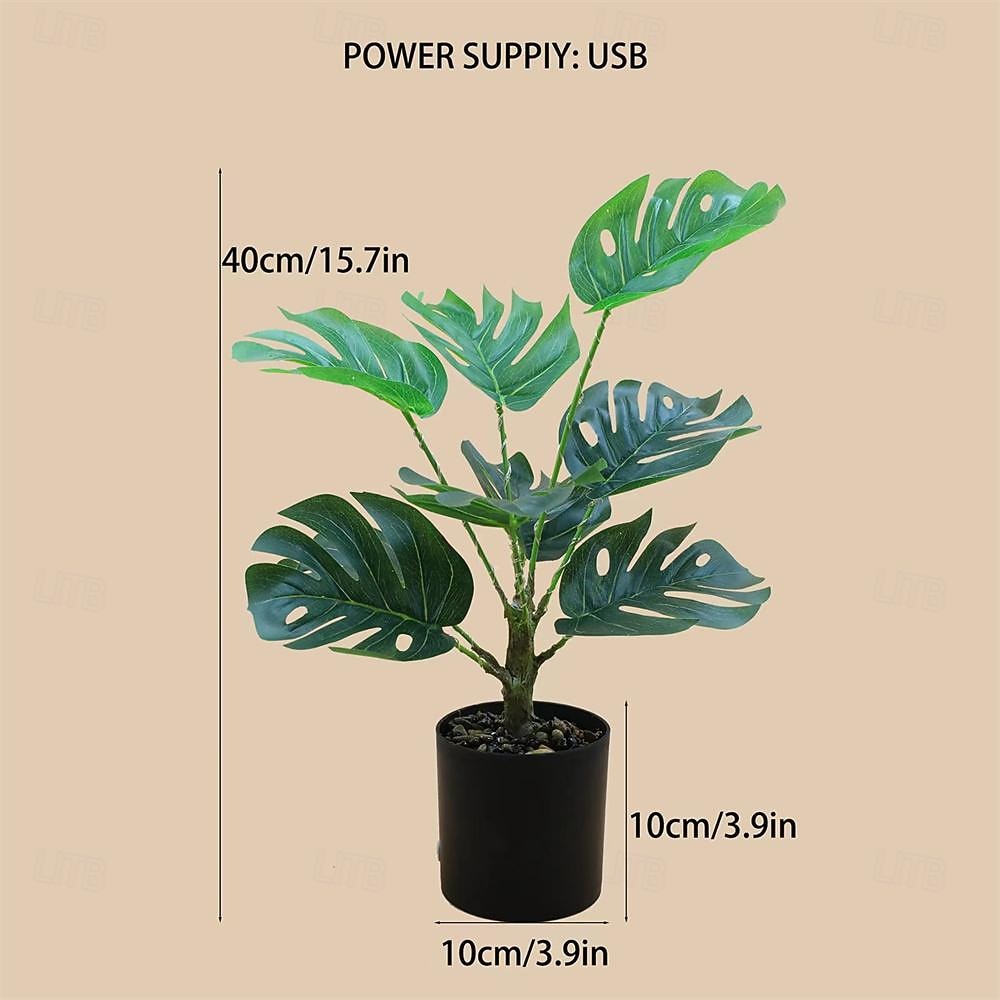 2025年 iree 鉢植えナイトライト 模造充電式 グリーン植物ライト USB プラグ LED 模造植物ナイトライト 暖かい光 寝室装飾  コレクション – $30.99 –P2