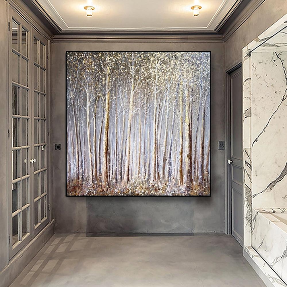 bos schilderij handgemaakte rustieke muur decor bruin goud bruin witte berk esp boom landschap schilderij abstract canvas paneel textuur boom schilderij artwork beeldende kunst wanddecoratie 2025 - $125.99 –P4