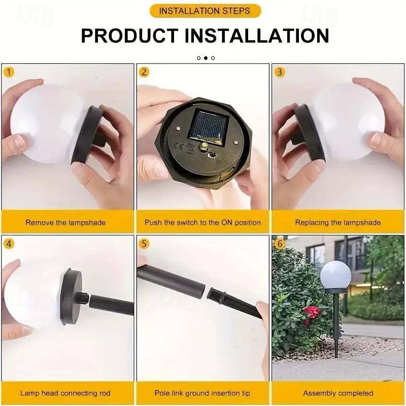 3 stuks zonne-pad tuinverlichting kleine witte bolvormige bolvormige lamp led buiten decoratieve landschapstuin villa gazonverlichting grondplugverlichting waterdicht 2026 - $26.99 –P8