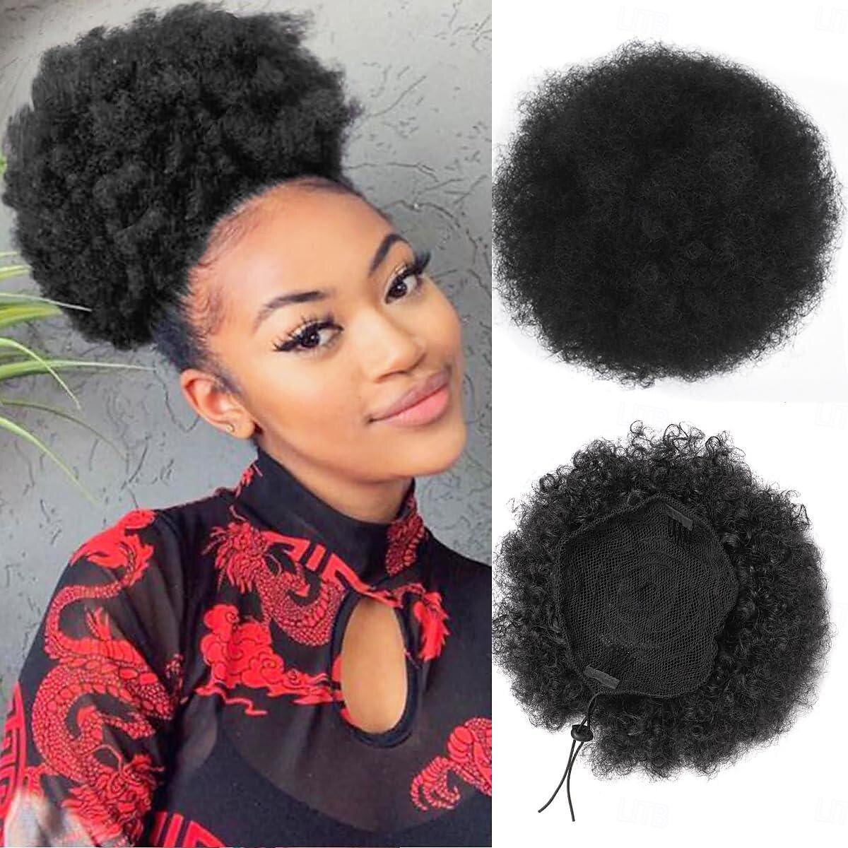 Queue de cheval bouffante avec cordon de serrage, extensions de cheveux synthétiques courtes, crépues et bouclées, postiches chignons pour femmes noires et filles de 2025 ? $10.49 –P1