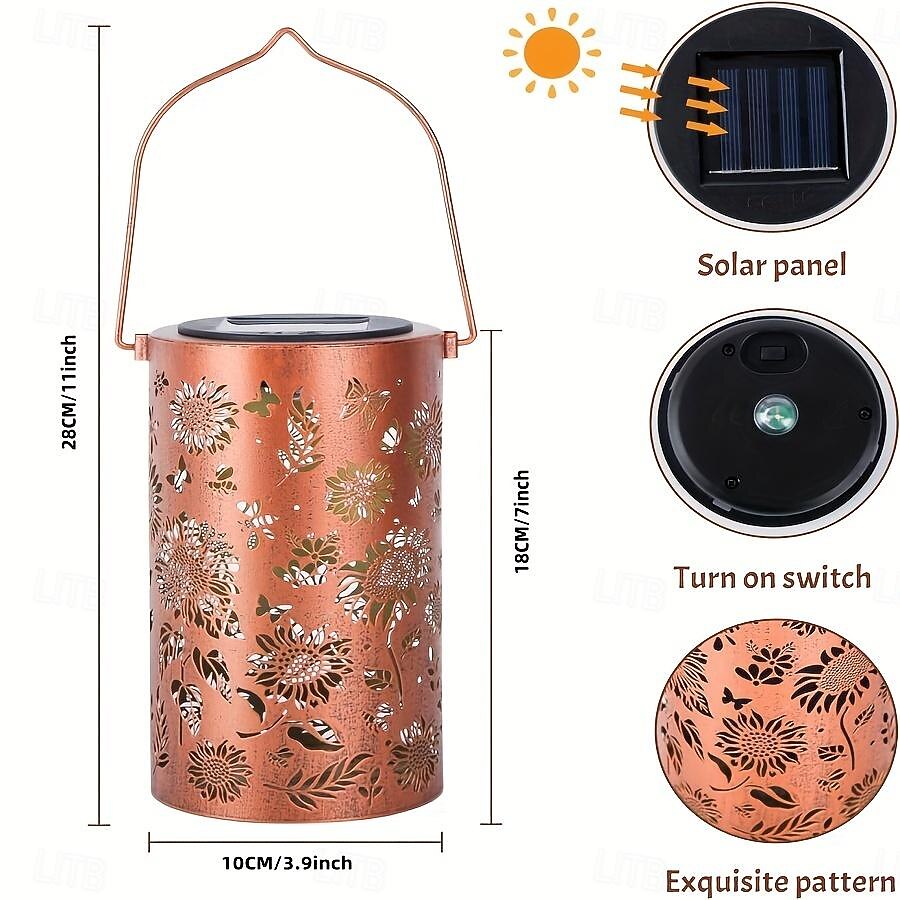 1pc Solar Outdoor Hanging Lanterns, Sunflower Element Solar Lights, Outdoor Waterproof Garden Lights, Metal Lanterns, Solar Table Lamps LED Lights Suitable for Gardens, Courtyards, Lawns, Aisles 2026 - $23.99 –P5