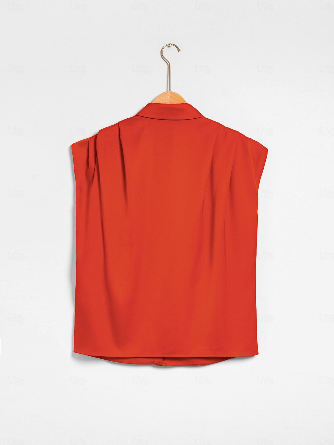 camicia con colletto senza maniche tinta unita casual in raso del 2025 a $52.99 –P8
