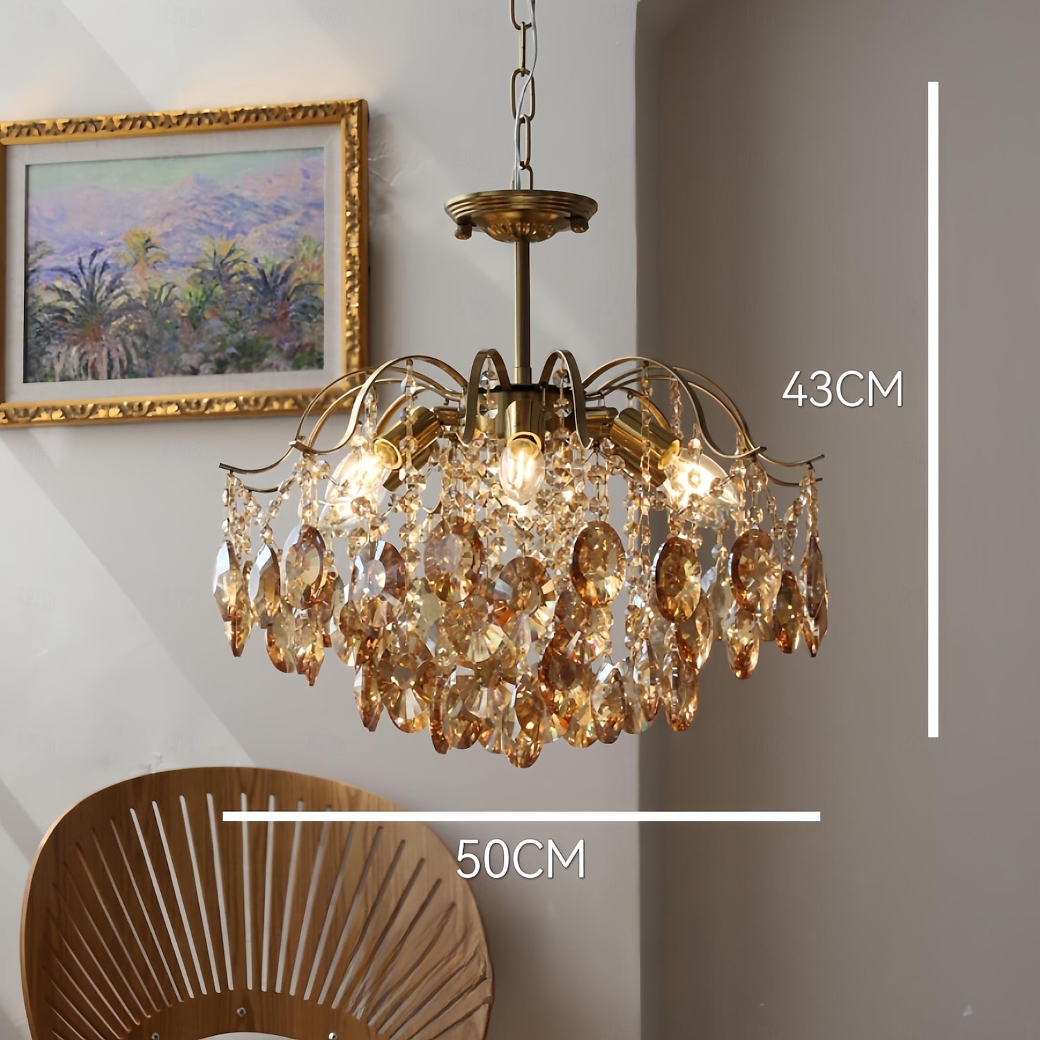 Kronleuchter Deckenleuchte 1 Kopf warmes Licht 50/65/80 cm Kristalllampe Zweig Eisen Vollspektrum romantisches Retro-Licht Luxus Schlafzimmer Esszimmer Wohnzimmer 110–240 V 2025 - $549.99 –P7