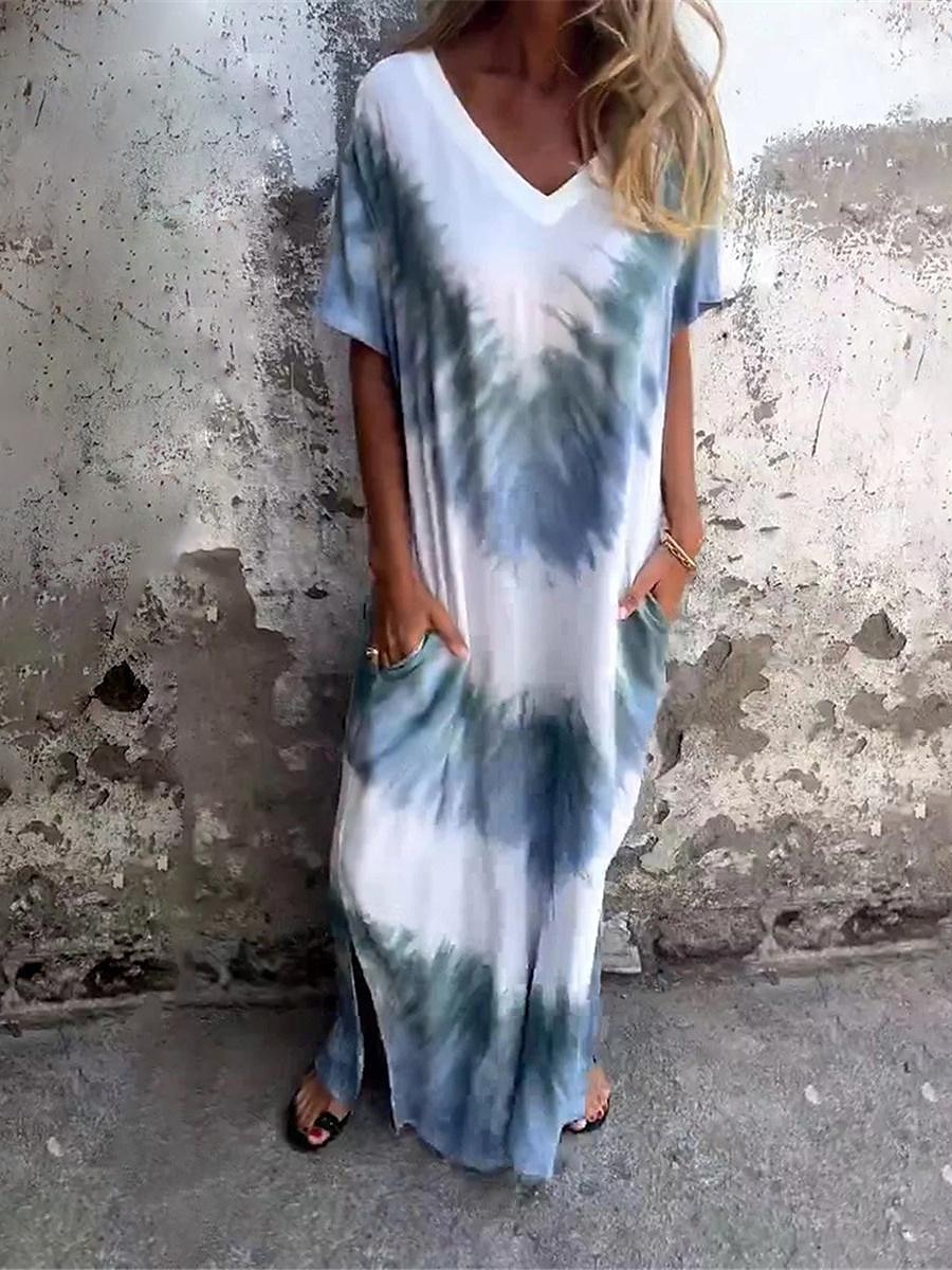 Femme robe longue Robe casual Robe t-shirt Robe d'été mode Décontractées Vacances du quotidien Standard Tie Dye Manche Courte Col V Rose Claire Bleu Orange Vert Eté de 2025 ? $41.99 –P4