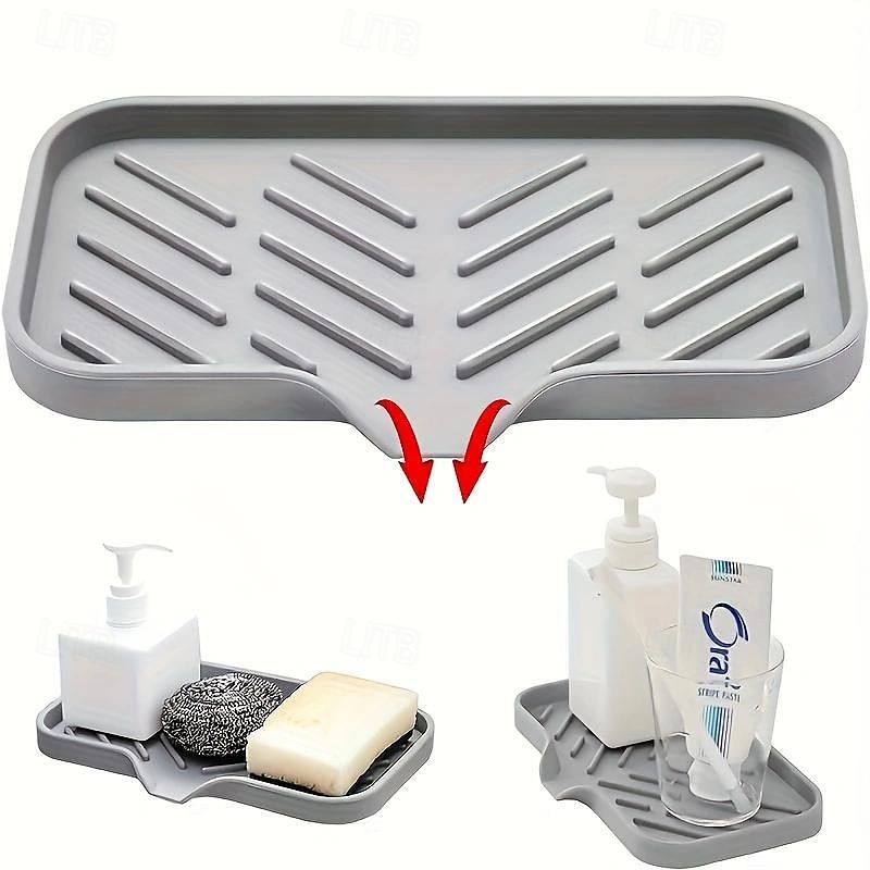 1 organizer multiuso per lavello in silicone: portasapone drenabile con spazzola e porta spugna per cucina & bagno del 2025 a $10.99 –P5