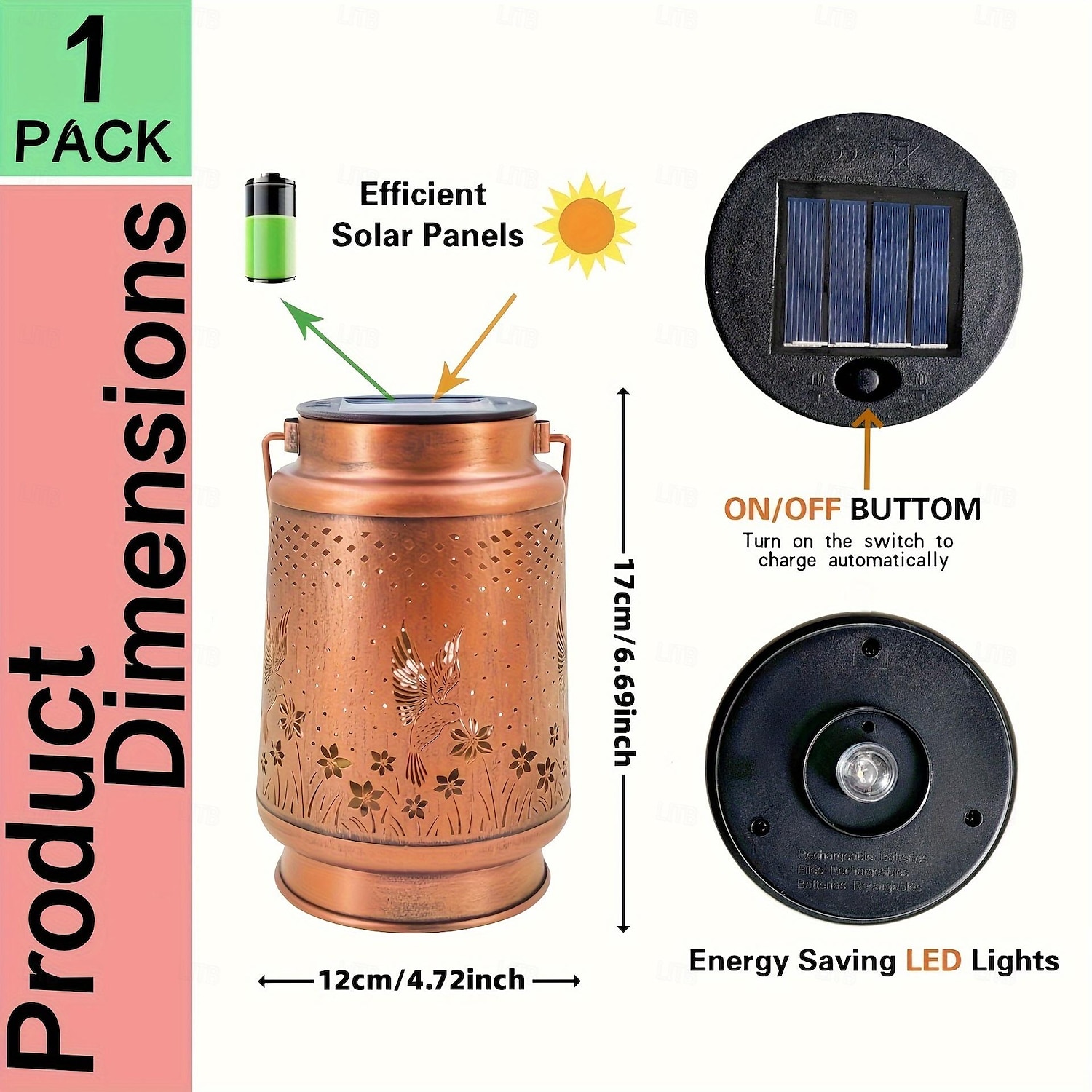 1 st kolibrie zonne-lantaarnverlichting, buiten hangende metalen decorlantaarns - waterdicht led decoratief licht voor tuin patio tuin gazon achtertuin veranda als cadeau voor moeder oma vrouwen 2026 - $25.99 –P5